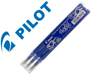 3 recambios bolígrafo Pilot Frixion borrable tinta azul